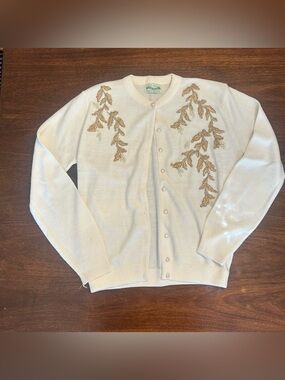 Vintage Embellished Cream Pearl Button Cardigan